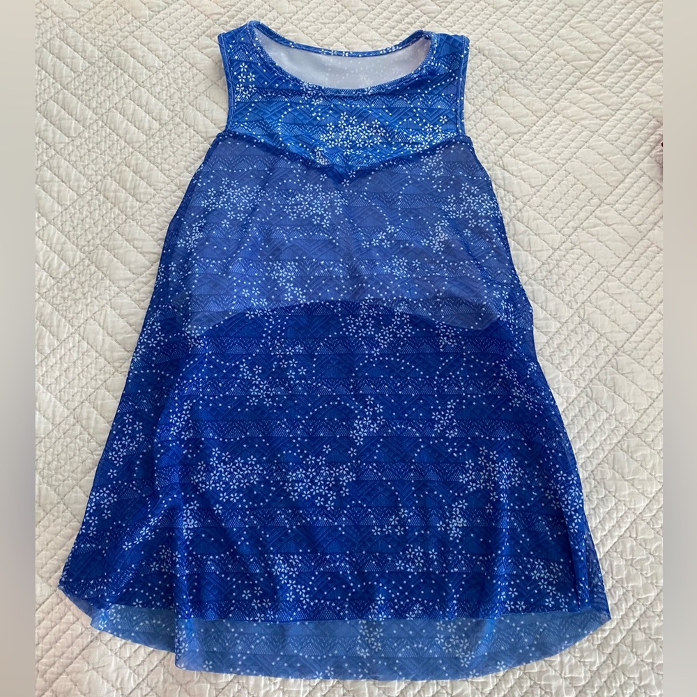 Denise Cronwall Blue Sleeveless Tank Top with Floral Pattern